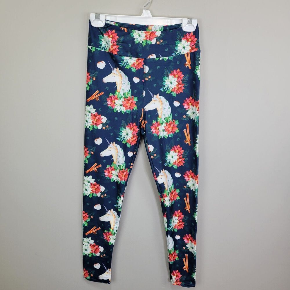 Dren Designs Christmas Unicorn Polyester Spandex Ankle Leggings One Size Fits...